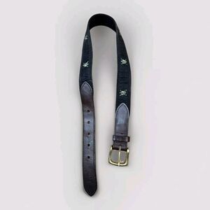 Vineyard Vines Belt Size 26 Leather Canvas Blue Golf Logo Preppy